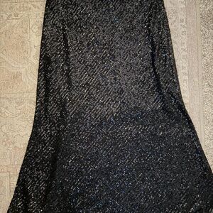 American Threads Black Sequin Midi Skirt
